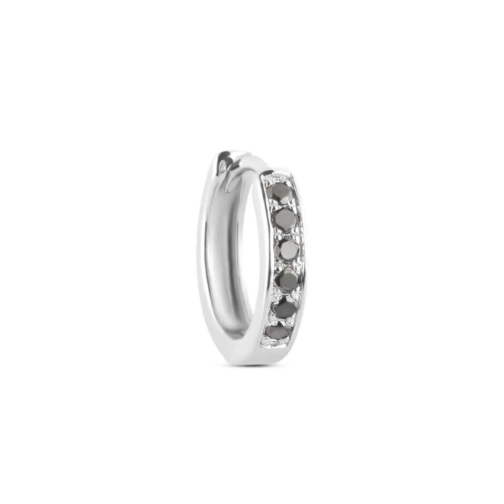 Mono Orecchino A Cerchio L'homme Diamant Oro Bianco 375/1000 Diametro 8 mm Diamante Nero 0,06 ct 1412986