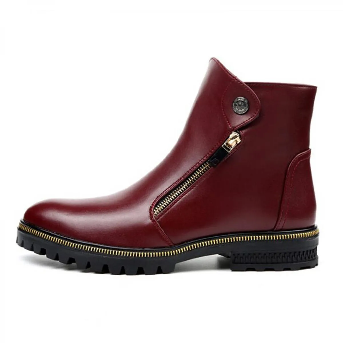 Movechain Moda Uomo Stivaletti in vera pelle Uomo Punta in metallo Punk Stivaletto Chelsea stile britannico Uomo Casual Sh