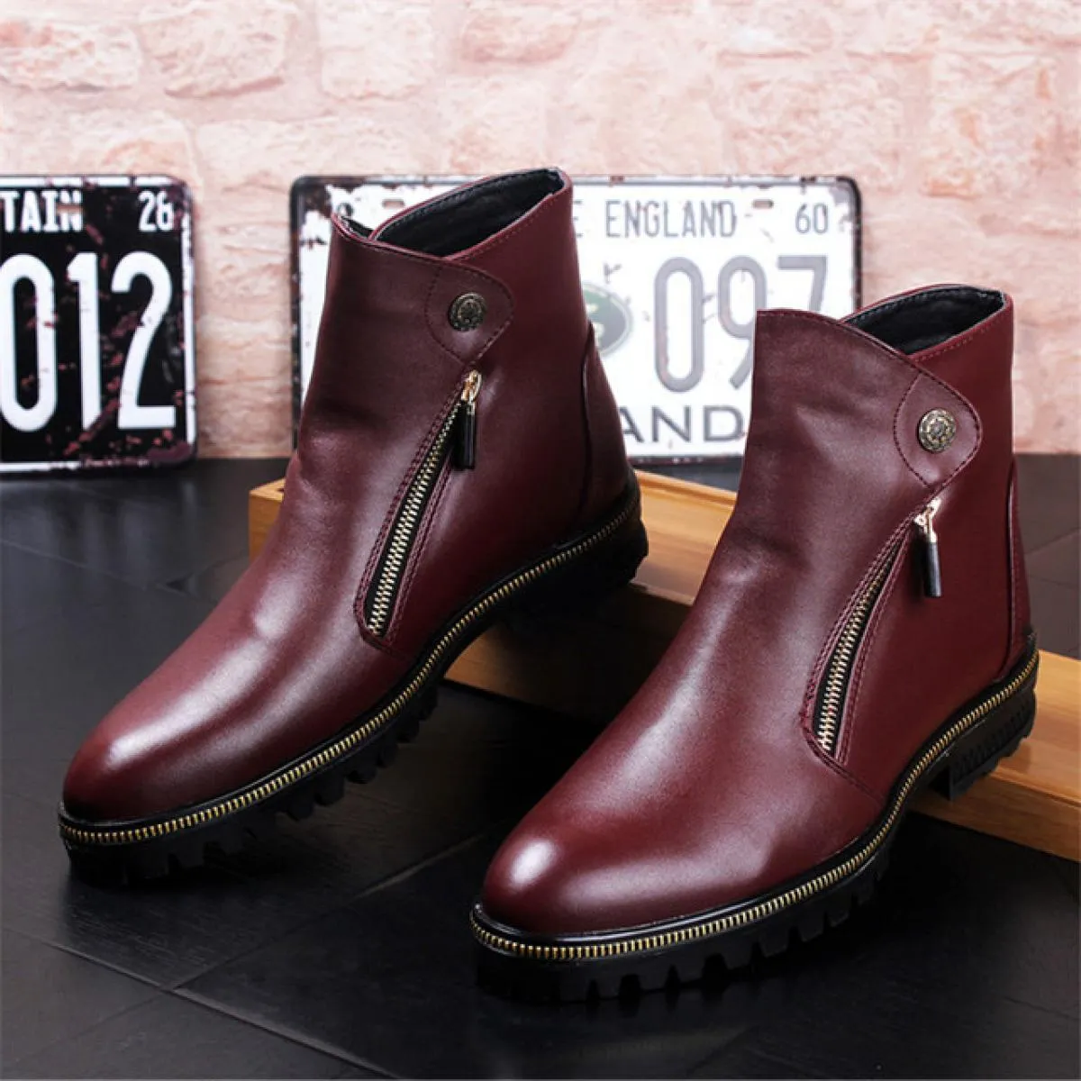 Movechain Moda Uomo Stivaletti in vera pelle Uomo Punta in metallo Punk Stivaletto Chelsea stile britannico Uomo Casual Sh