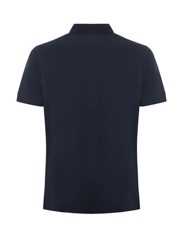 Navy blue short-sleeved polo shirt in cotton