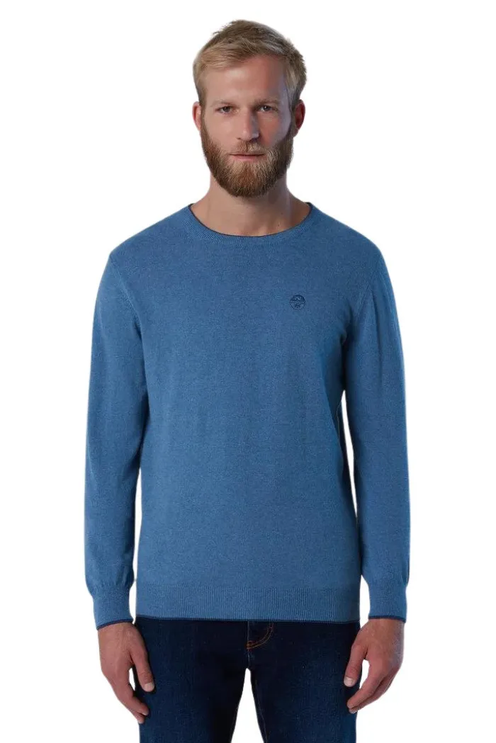 North Sails maglia girocollo in cashmere riciclato con logo ricamato 699859