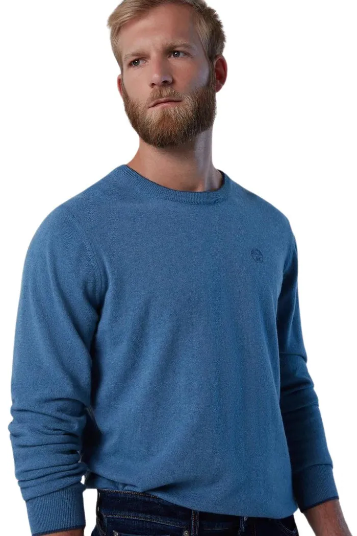 North Sails maglia girocollo in cashmere riciclato con logo ricamato 699859