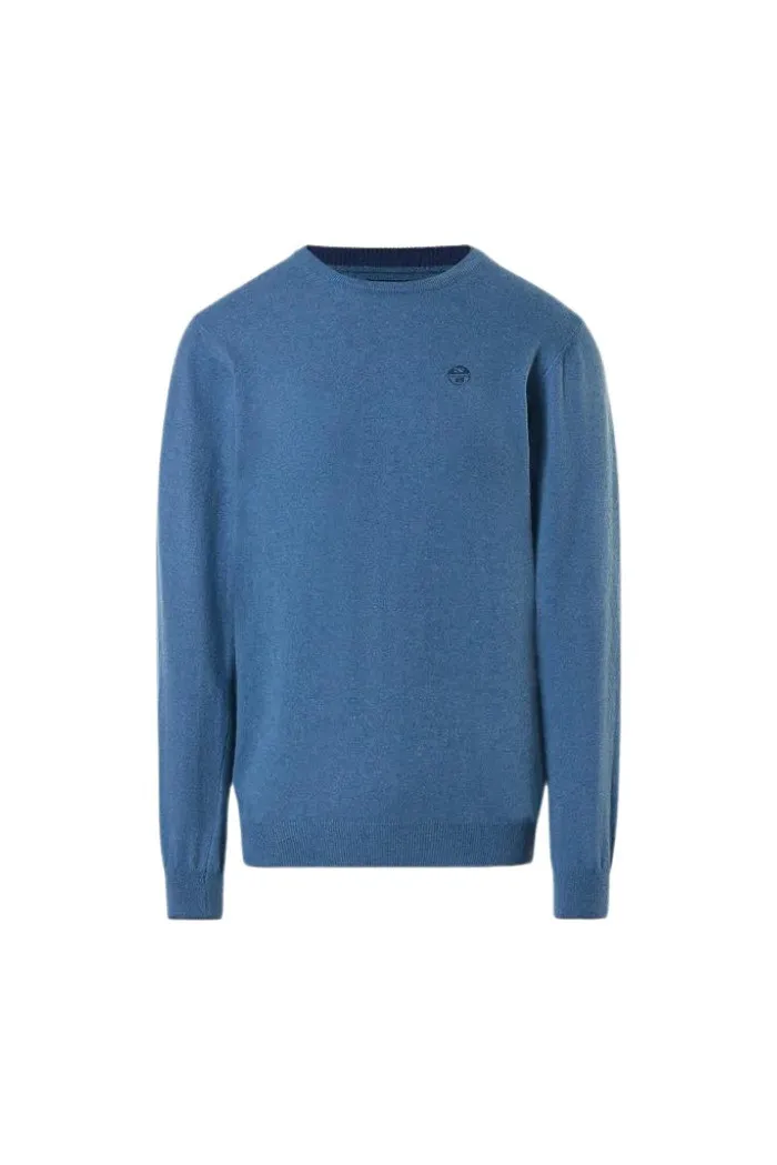North Sails maglia girocollo in cashmere riciclato con logo ricamato 699859