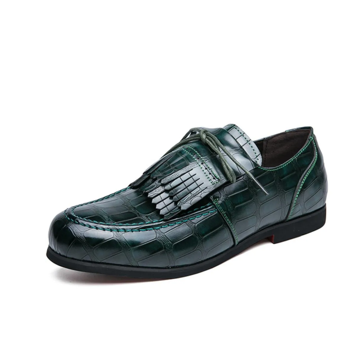 Nuovi mocassini da uomo verdi mocassini con suola rossa nappe punta tonda slip on marrone scarpe da uomo formali modello in piet