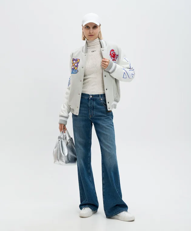 Off-White Golf bianco con motivo logo Off OWHF042F24KNI002