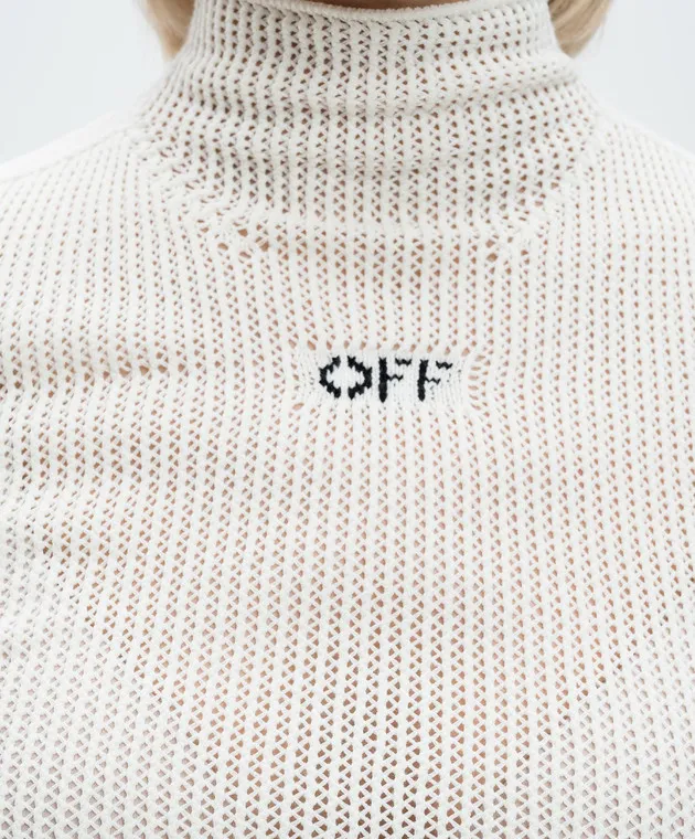 Off-White Golf bianco con motivo logo Off OWHF042F24KNI002