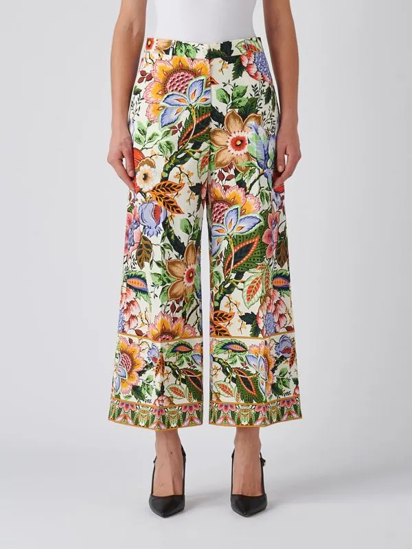 Pantalone donna Etro culotte in popeline di cotone Floreale