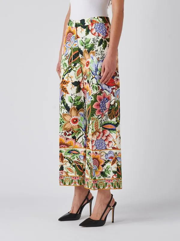 Pantalone donna Etro culotte in popeline di cotone Floreale