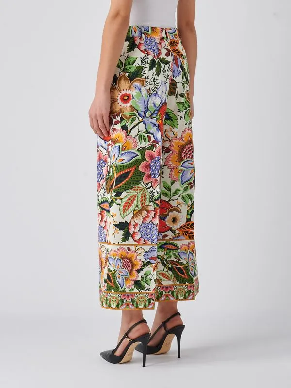Pantalone donna Etro culotte in popeline di cotone Floreale