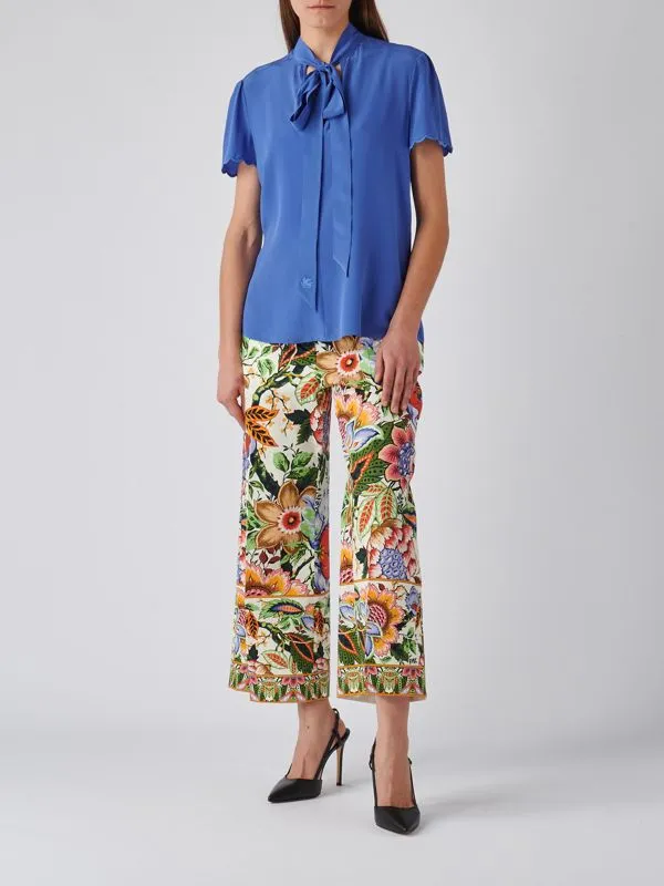 Pantalone donna Etro culotte in popeline di cotone Floreale