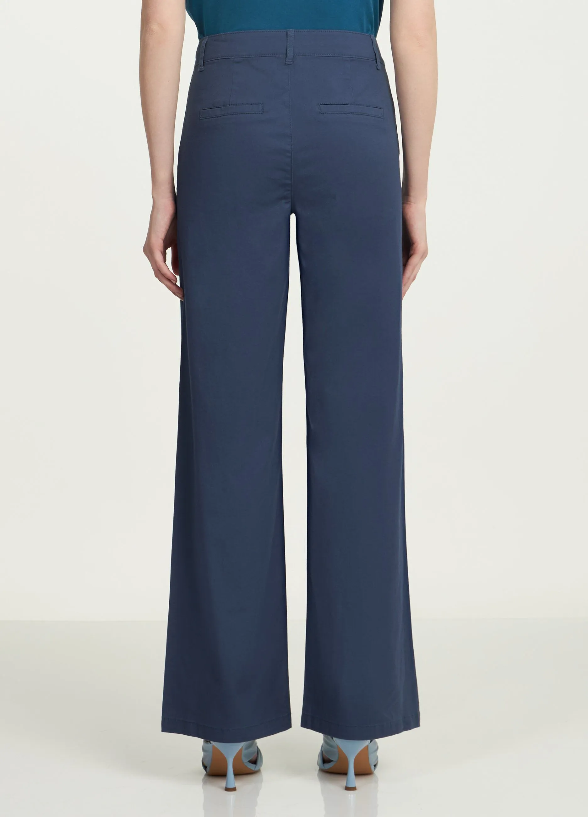 Pantaloni a palazzo in cotone elasticizzato donna