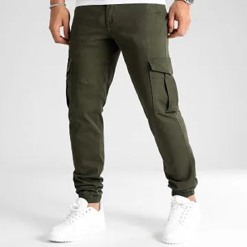 Pantaloni cargo con risvolto Verde Khaki