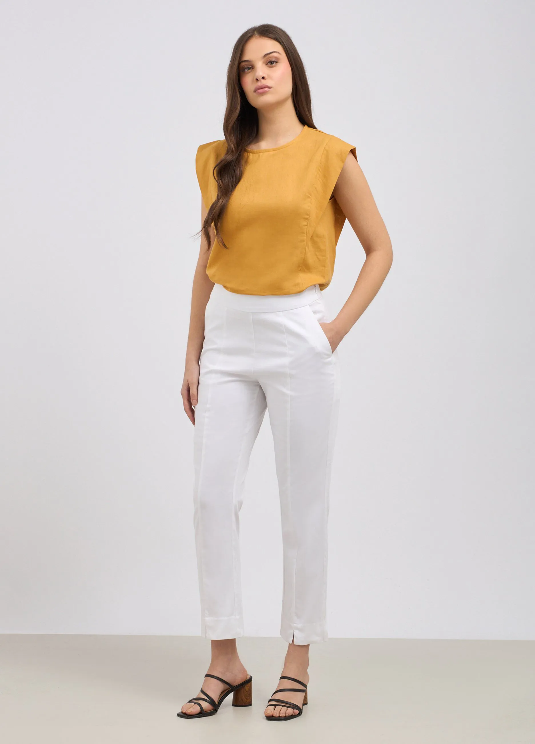 Pantaloni in cotone satin donna