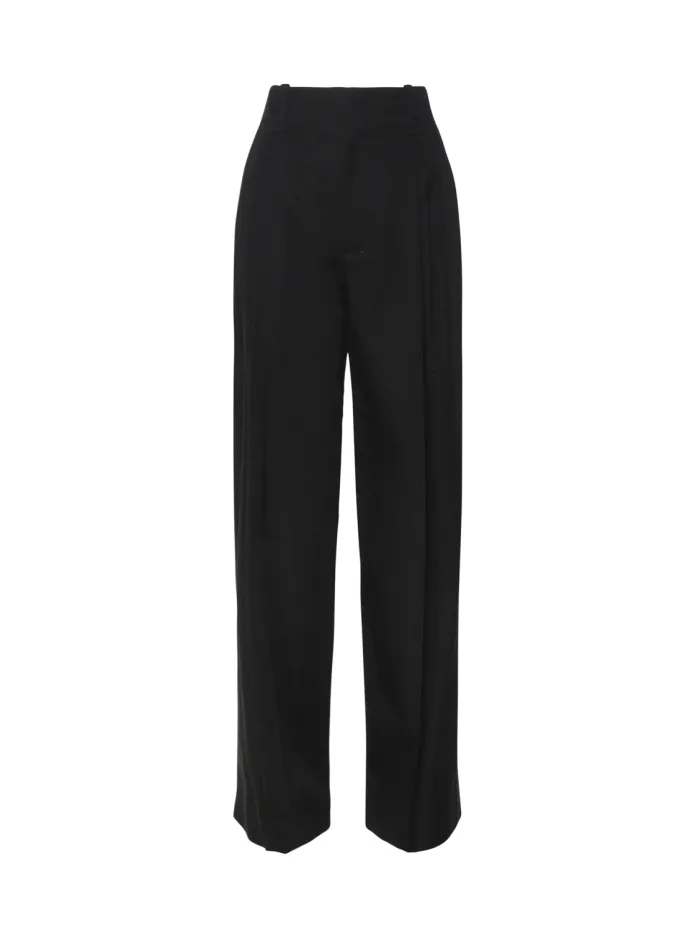 PANTALONI IN LANA GRAIN DE POUDRE COMPATTA