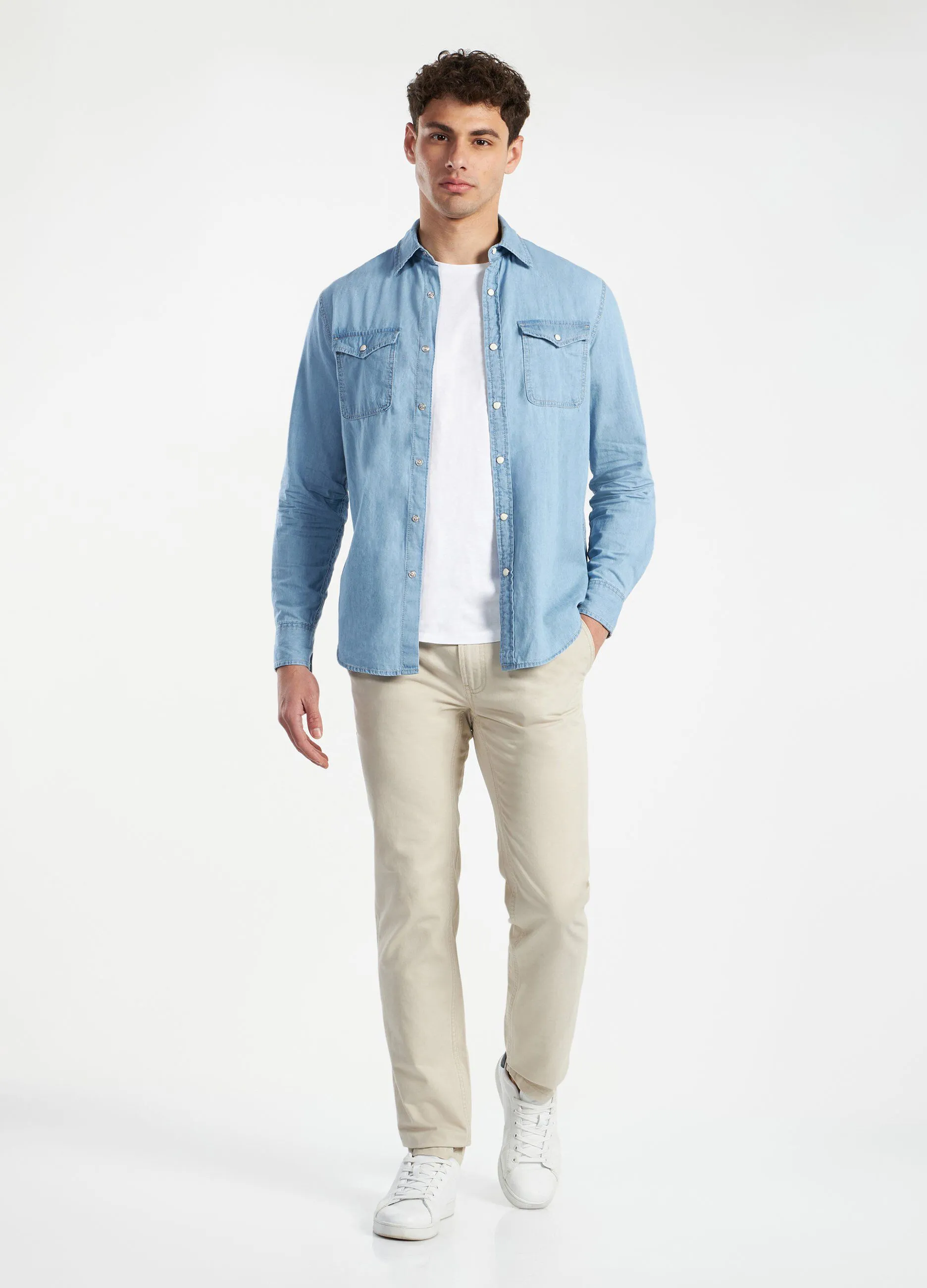 Pantaloni in twill di puro cotone uomo