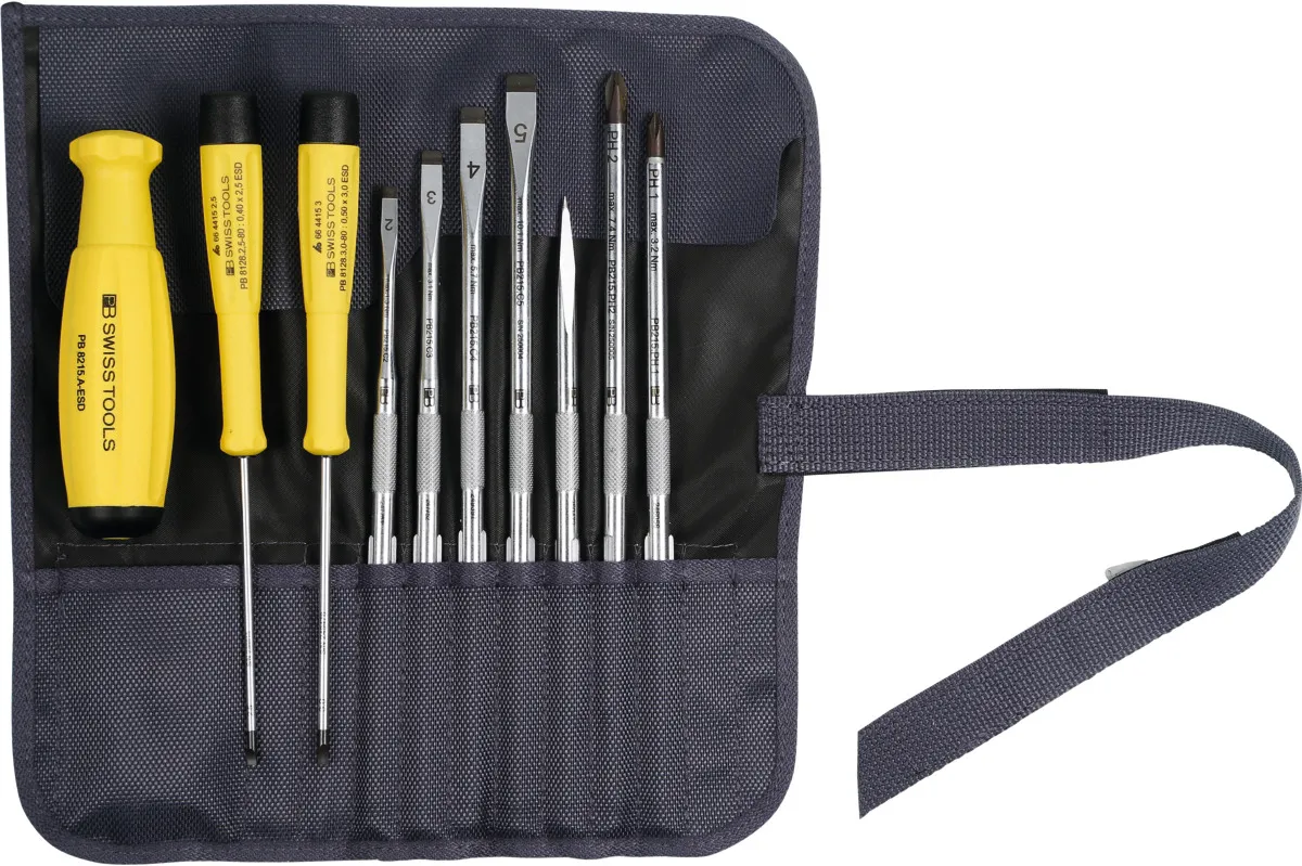 PB SWISS TOOLS - Set di giraviti con impugnatura bicomponente SwissGrip ESD, Numero pezzi: 10