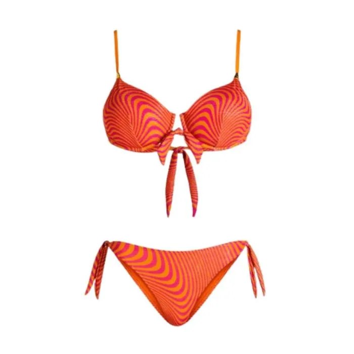 Pin-Up Stars Bikini Balconcino Con Ferretto Slip Culotte Lurex Stampa Optical