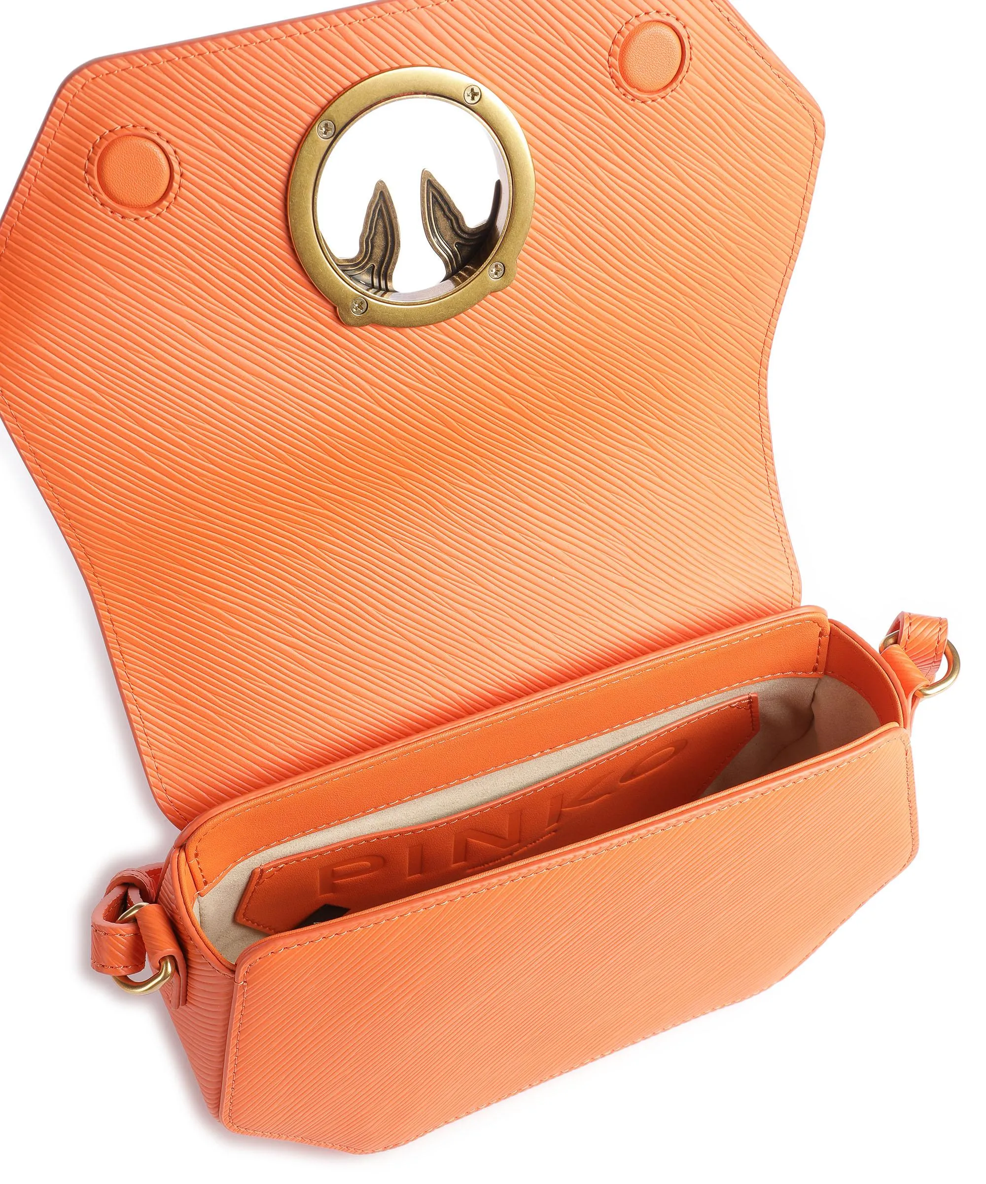  Pinko Love Click Mini Borsa a spalla pelle in rilievo arancio  