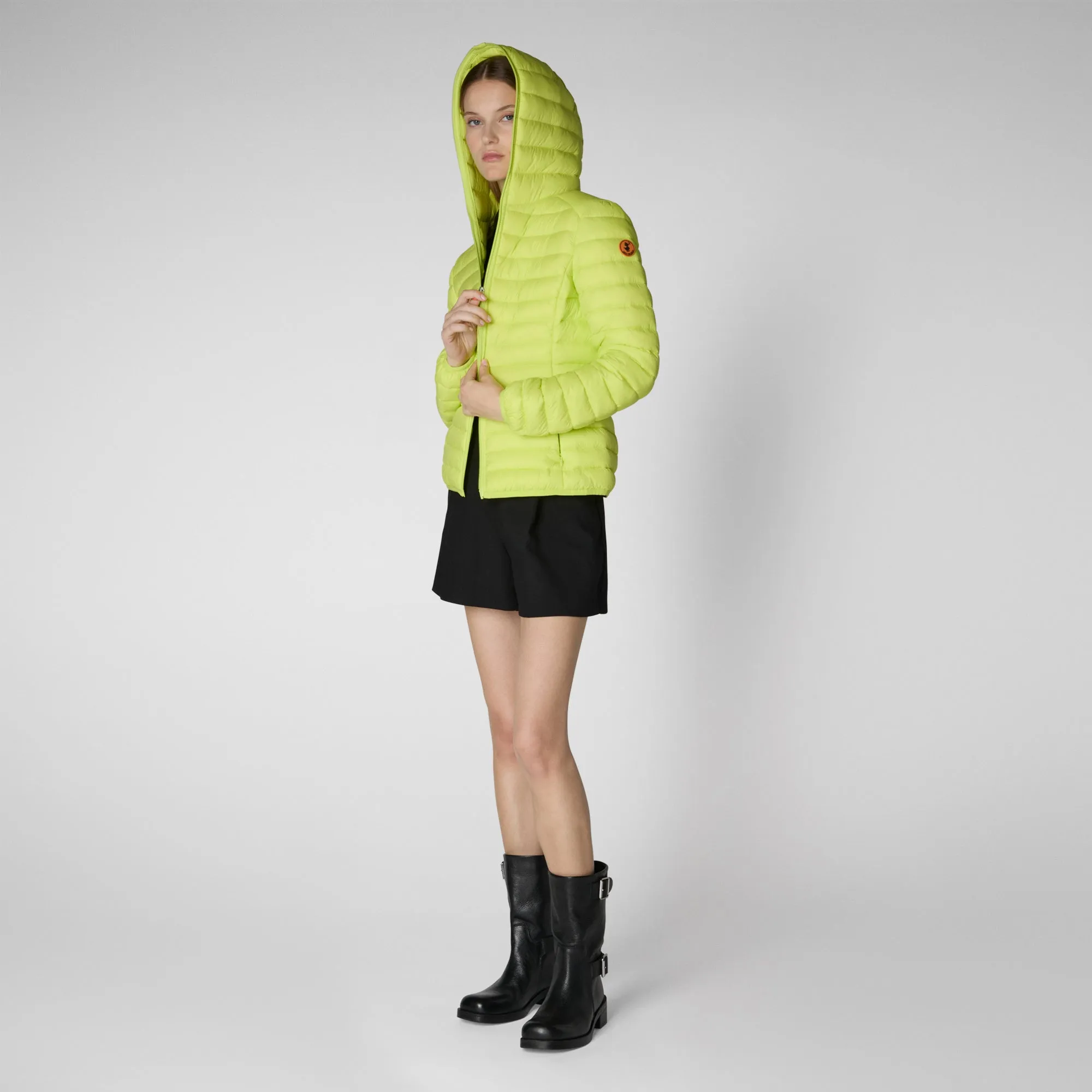 PIUMINO ANIMAL FREE CON CAPPUCCIO DONNA DAISY VERDE LIME