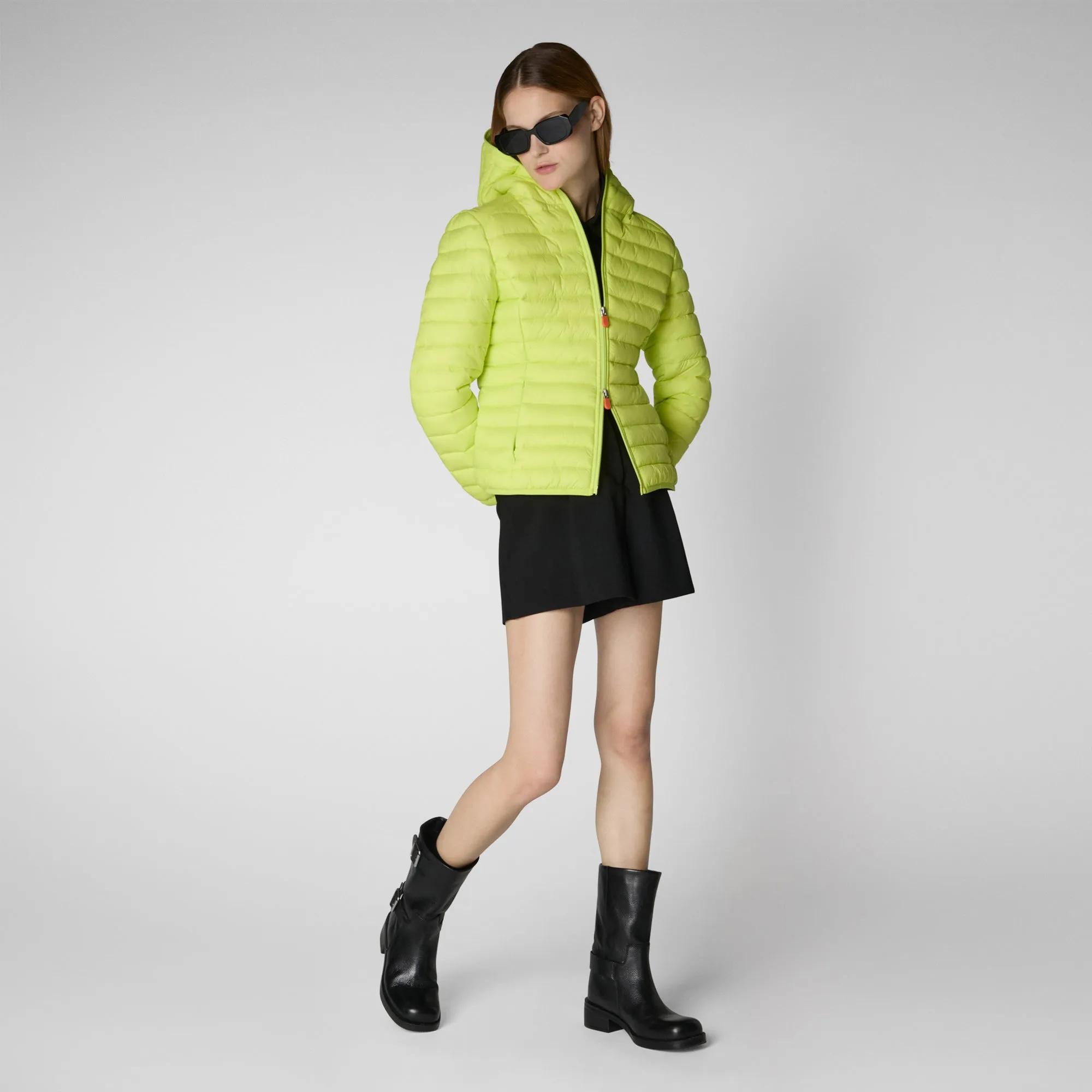 PIUMINO ANIMAL FREE CON CAPPUCCIO DONNA DAISY VERDE LIME