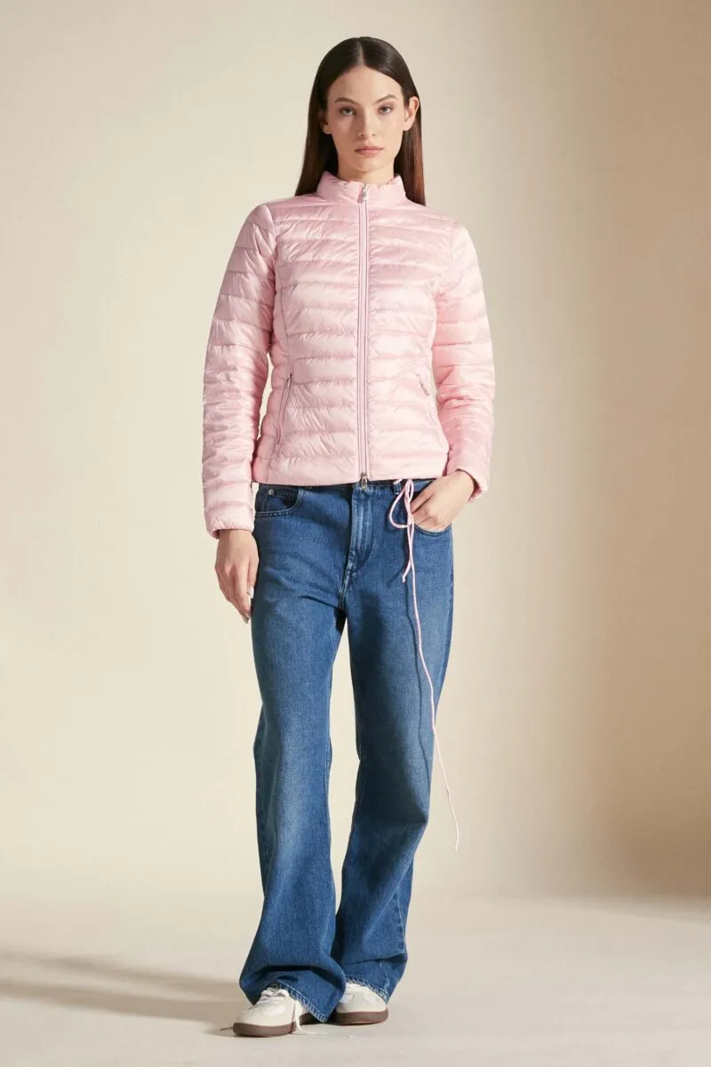 POLA LONG – Piumino rosa pastello full zip 800 FP