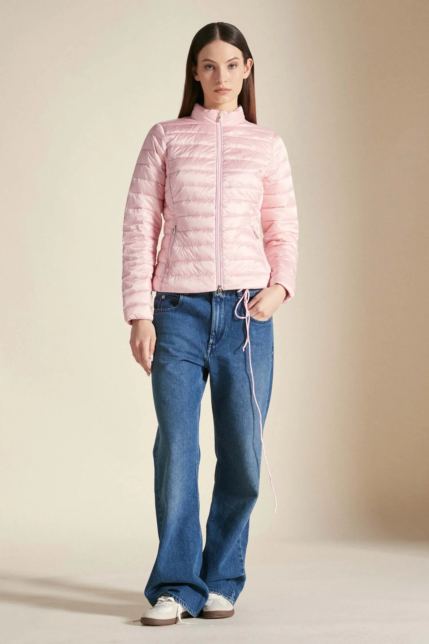 POLA LONG – Piumino rosa pastello full zip 800 FP