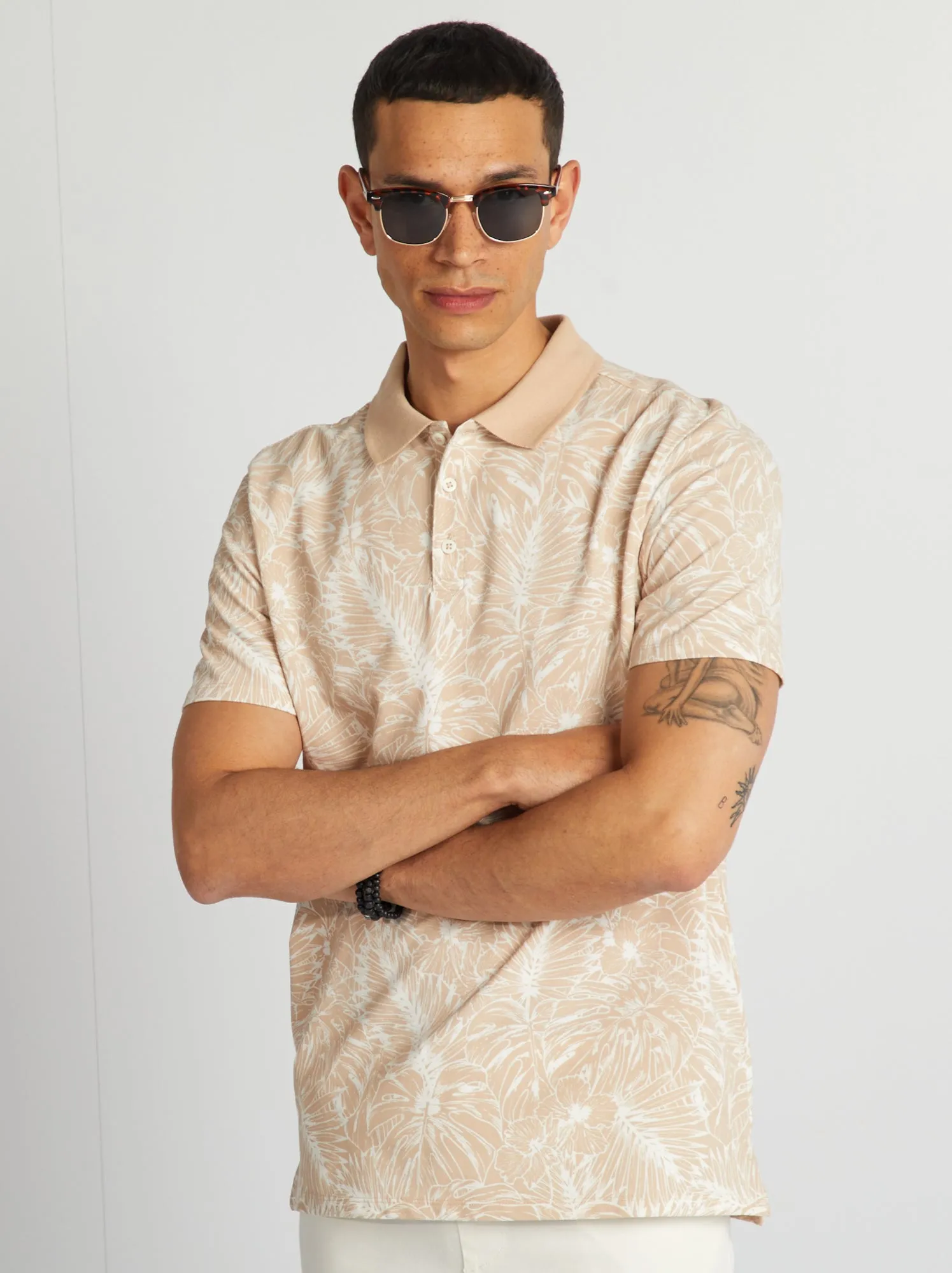 Polo stampata - BEIGE