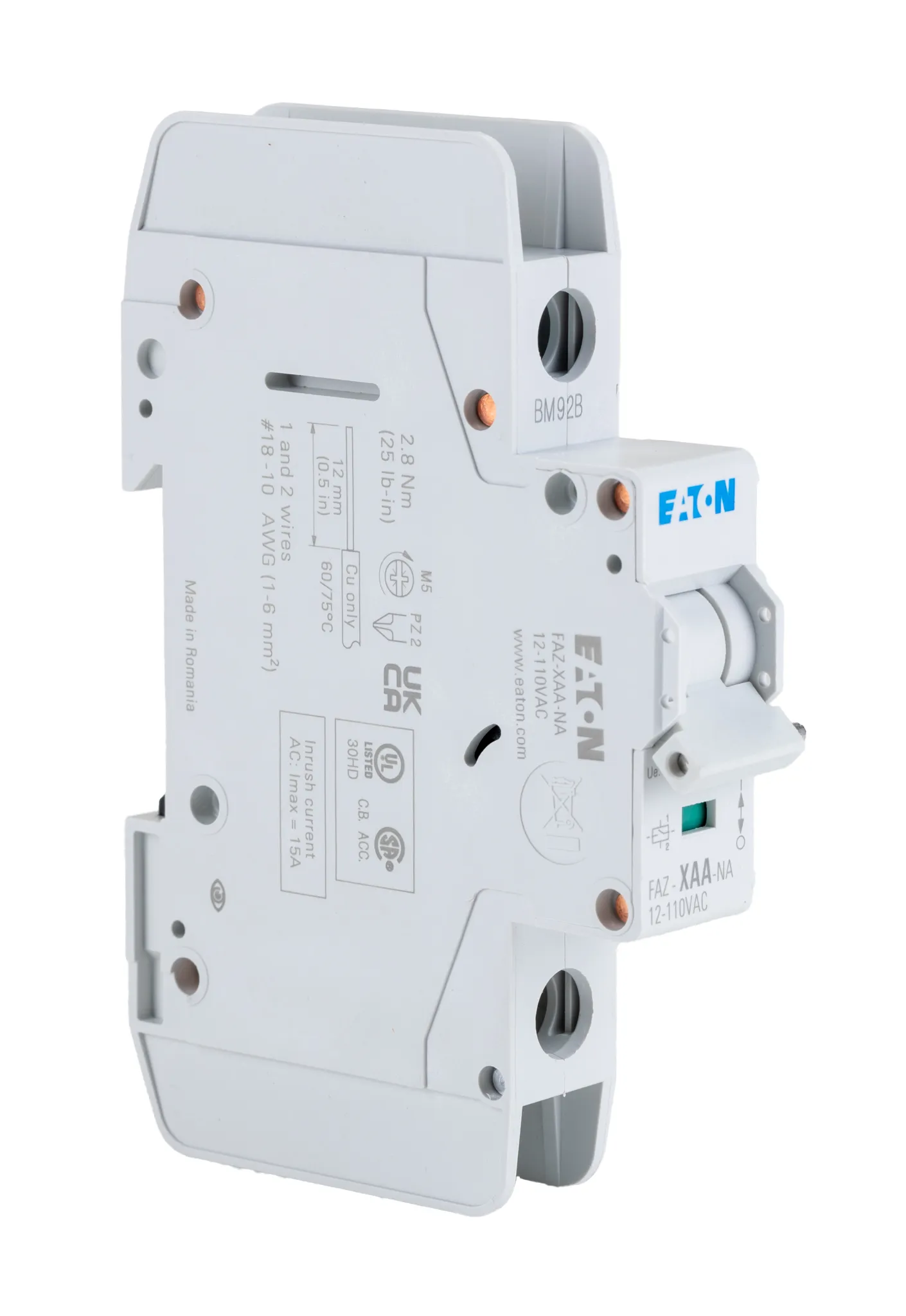 Protezione da sovracorrente 102037 FAZ-XAA-NA12-110VAC, 1 fase, 110 → 230 V c.c., 12 → 110V ca, per guida