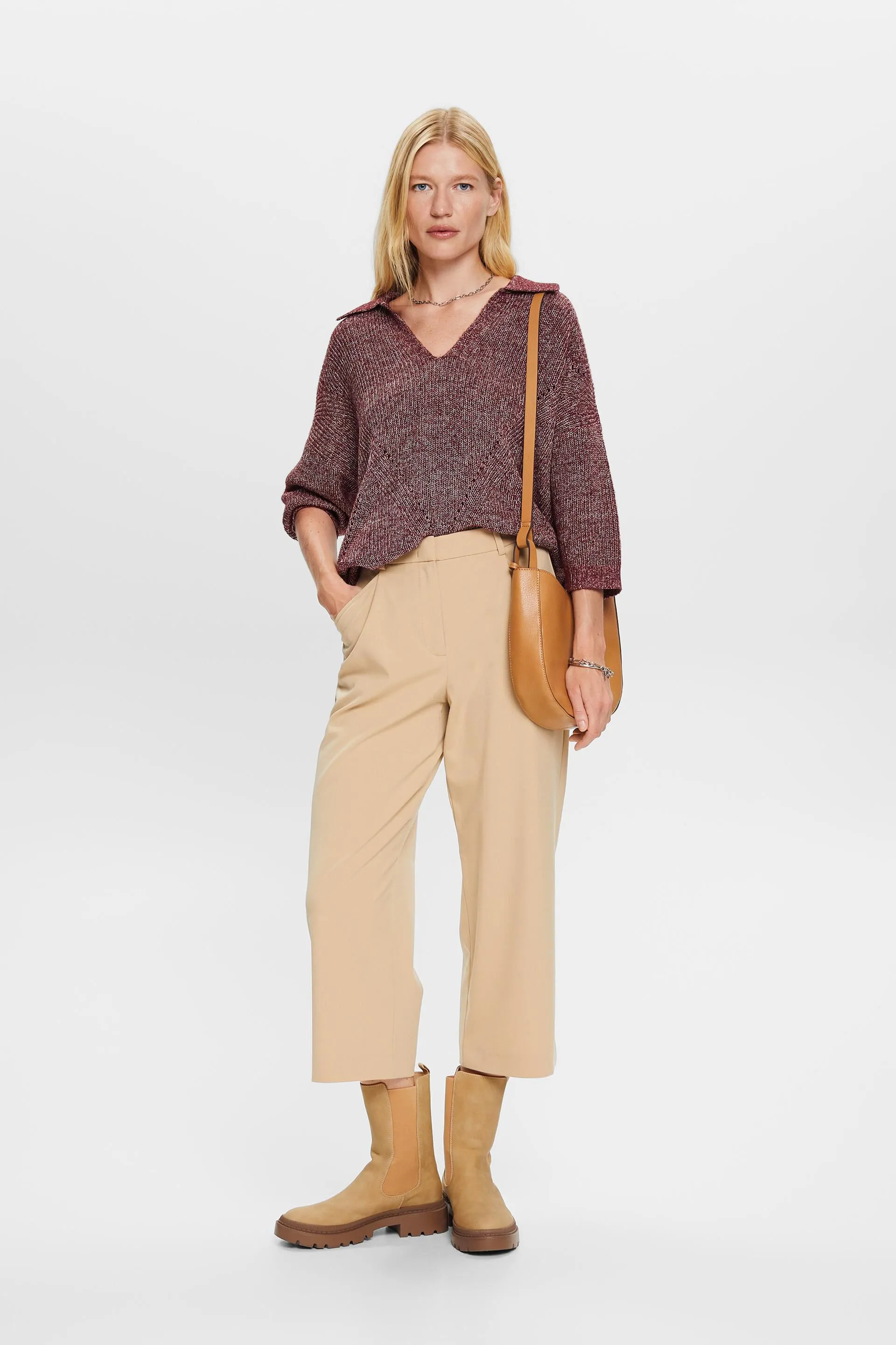Pullover con colletto stile polo, misto cotone