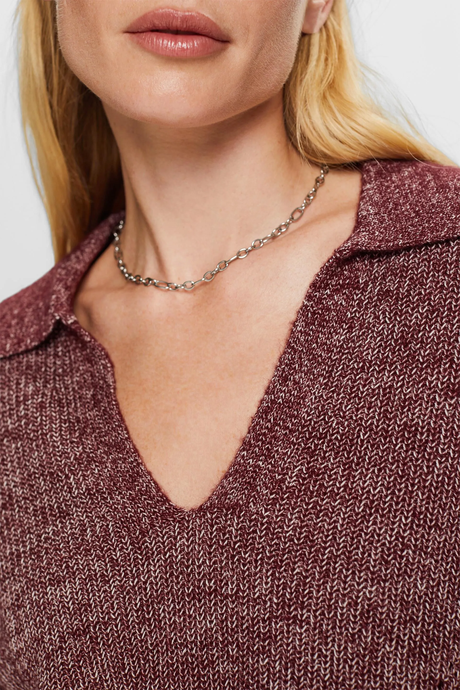 Pullover con colletto stile polo, misto cotone