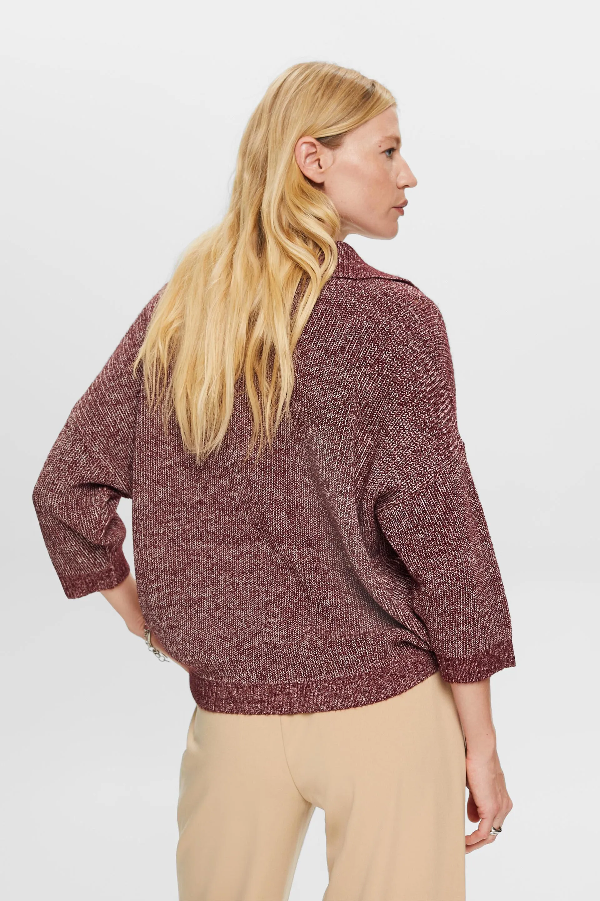 Pullover con colletto stile polo, misto cotone