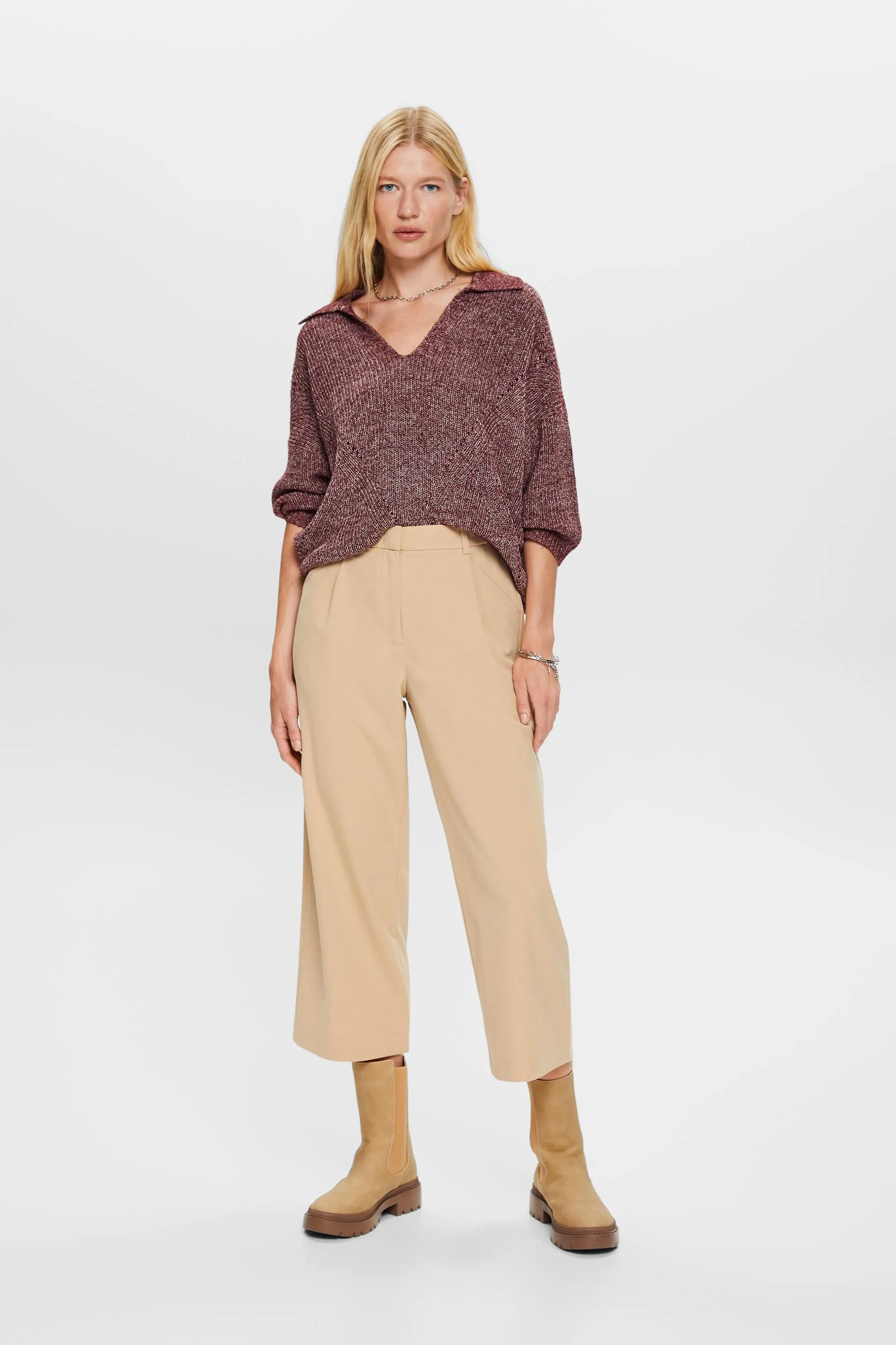 Pullover con colletto stile polo, misto cotone