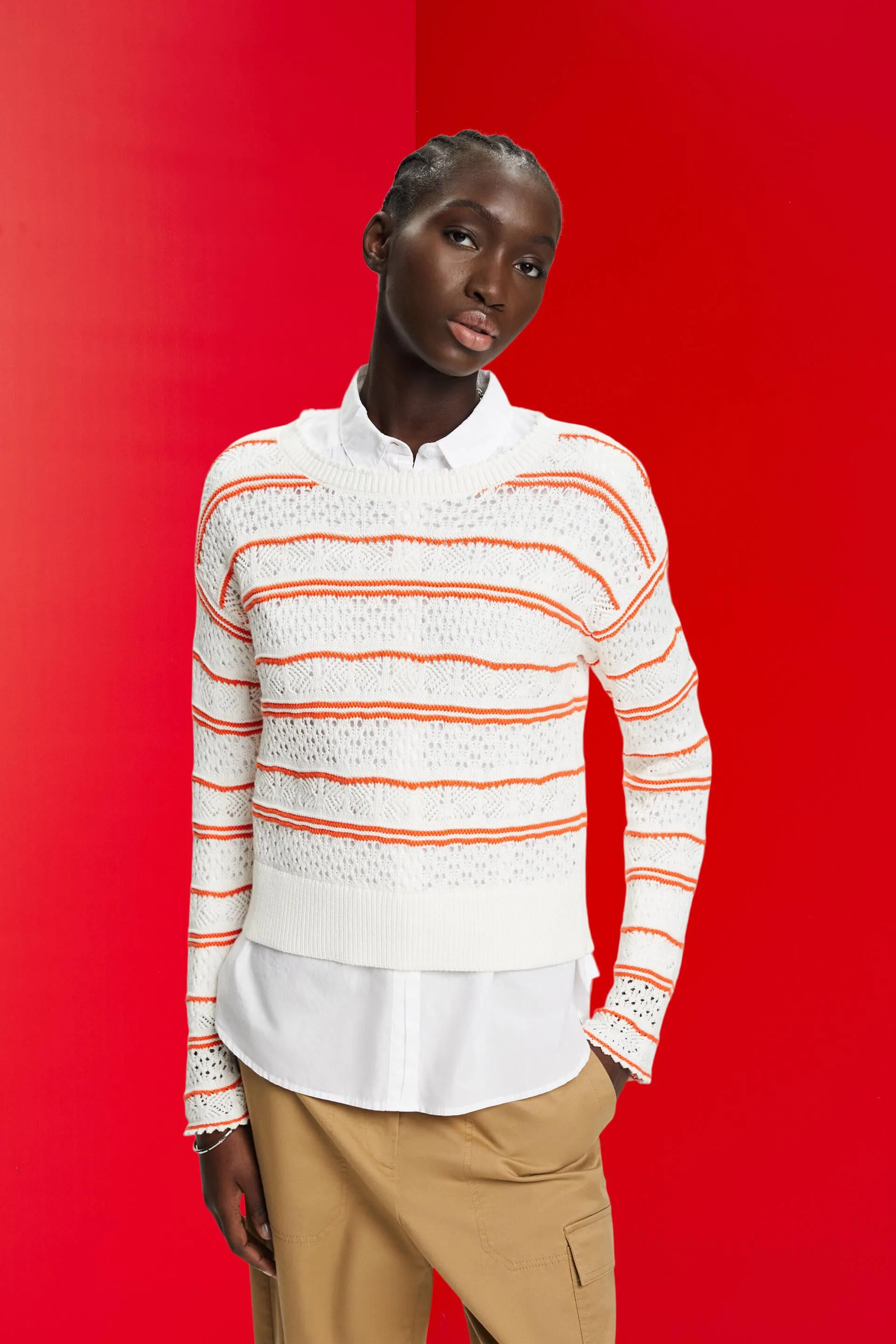 Pullover in cotone sostenibile strutturato
