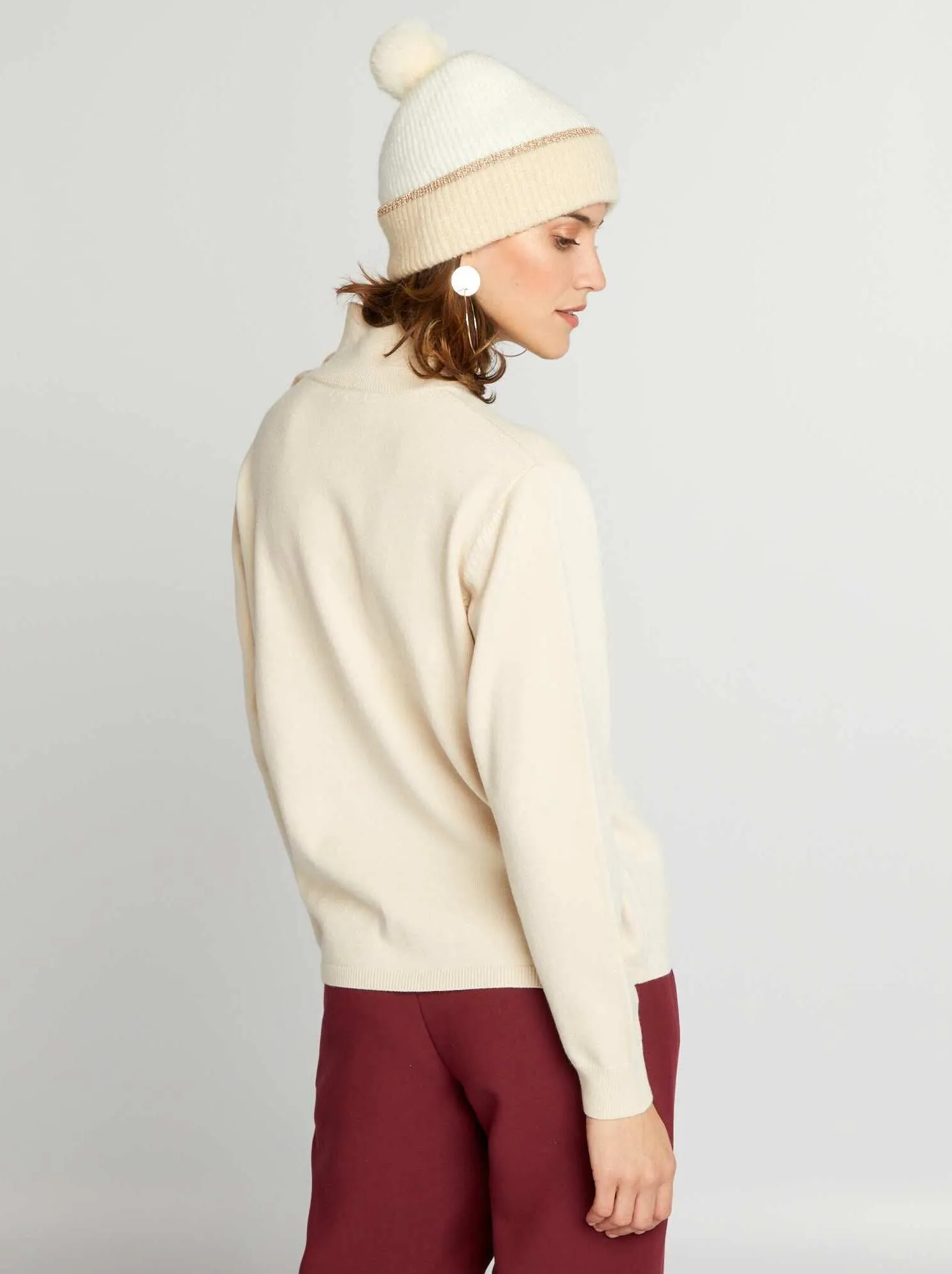 Pullover in maglia con bottoni fantasia - BIANCO