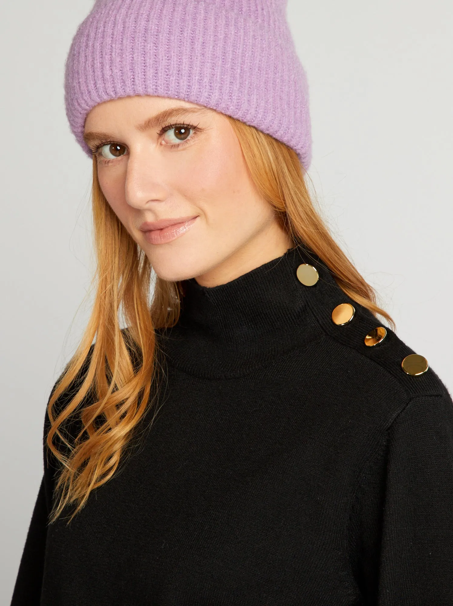Pullover in maglia con bottoni fantasia - nero