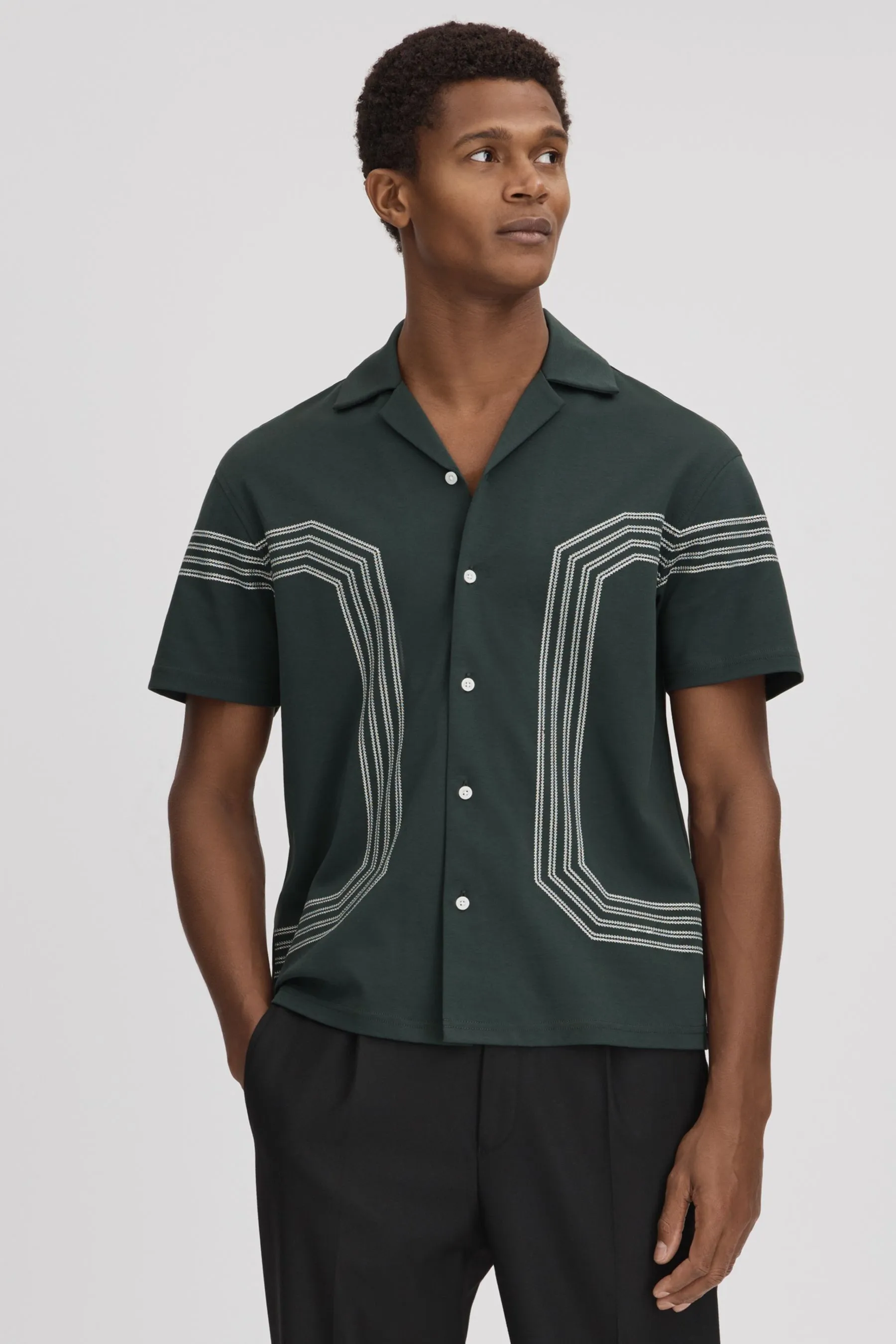 Reiss Arlington - Camicia in cotone mercerizzata ricamata    