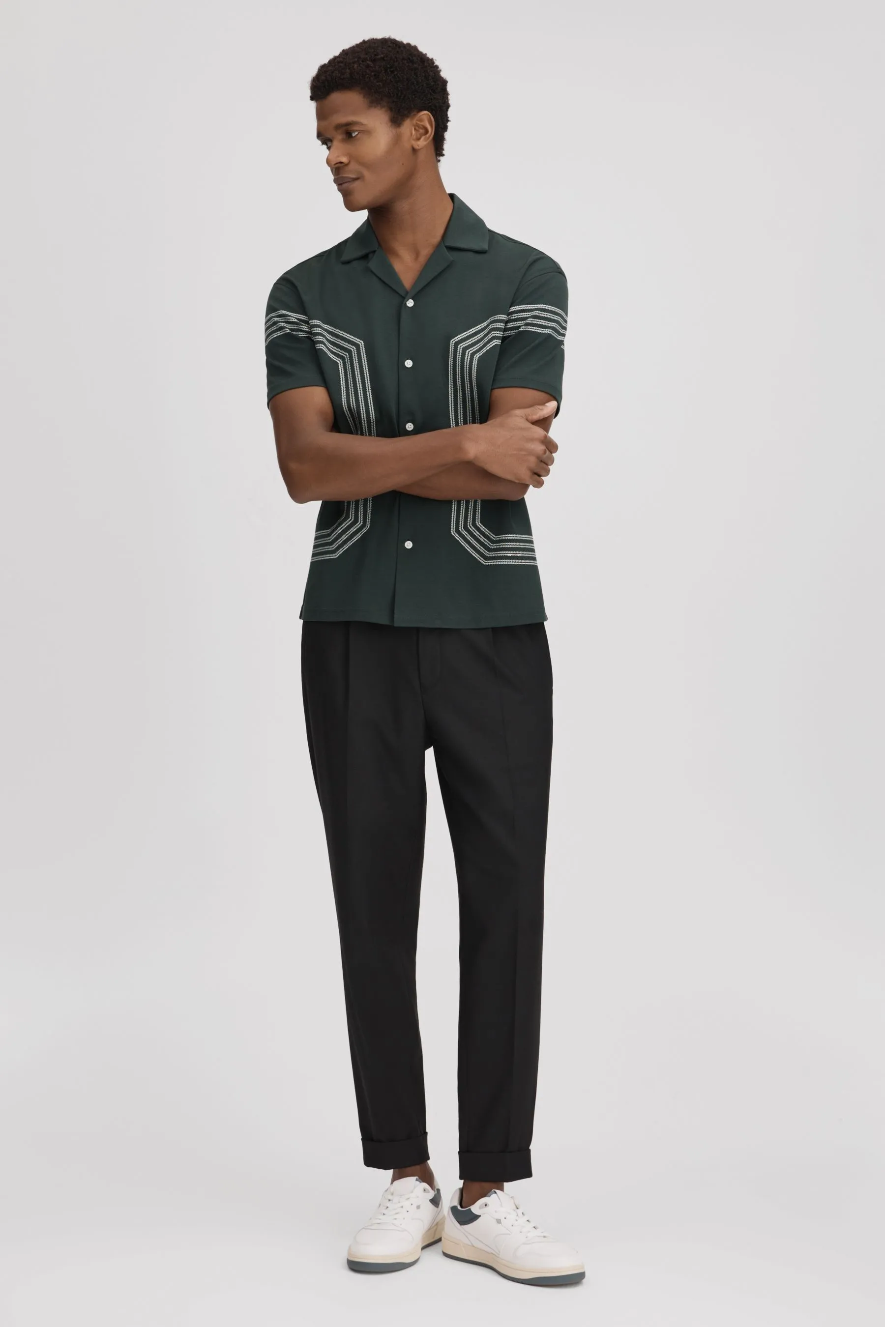 Reiss Arlington - Camicia in cotone mercerizzata ricamata    
