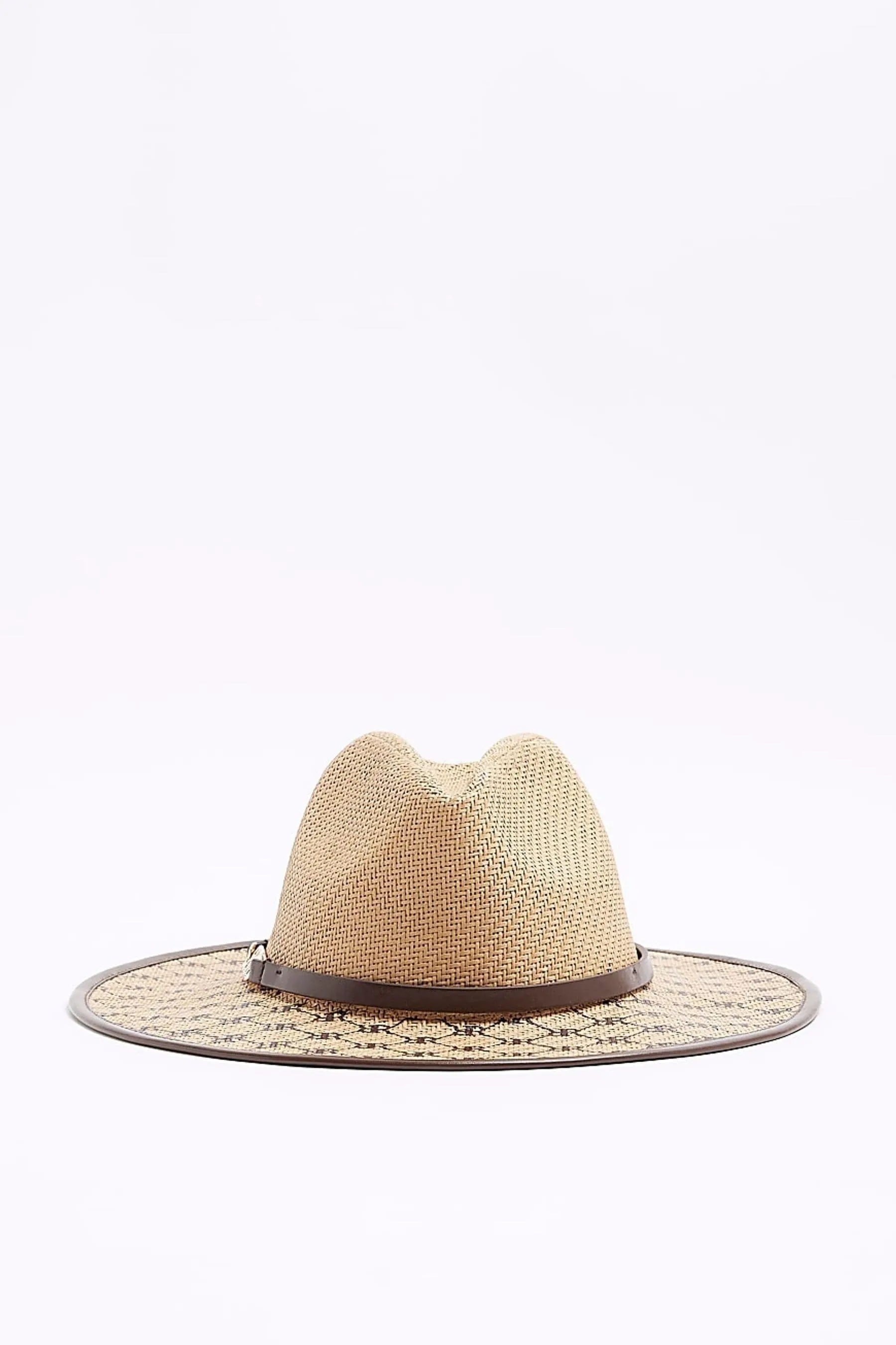 River Island - Cappello fedora di paglia con monogramma