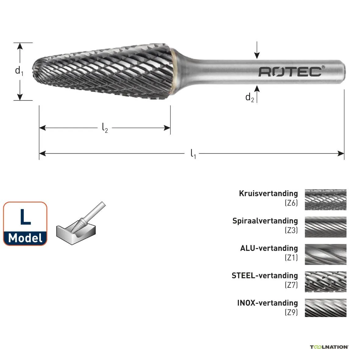 Rotec 439.1307 Frese HM 12,7 mm modello L