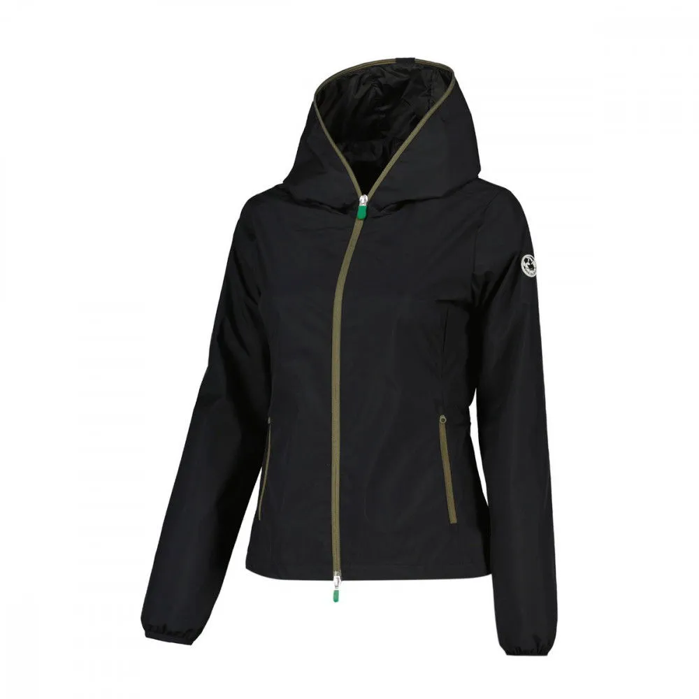 SAVE THE DUCK GIACCA CON CAPPUCCIO ZIP CONTRASTO STELLA DONNA