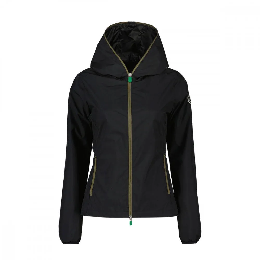SAVE THE DUCK GIACCA CON CAPPUCCIO ZIP CONTRASTO STELLA DONNA