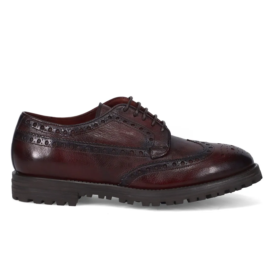 Scarpa derby brogue Sturlini in pelle tamponata bordeaux