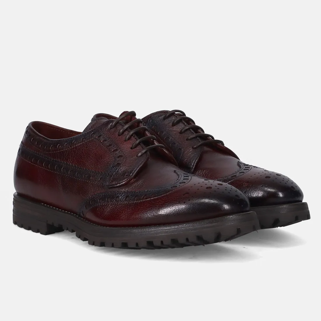 Scarpa derby brogue Sturlini in pelle tamponata bordeaux