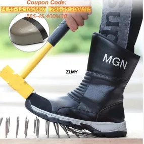 Scarpe antinfortunistiche alte da uomo Scarpe da lavoro impermeabili con punta in acciaio Stivali antinfortunistici antiforatura