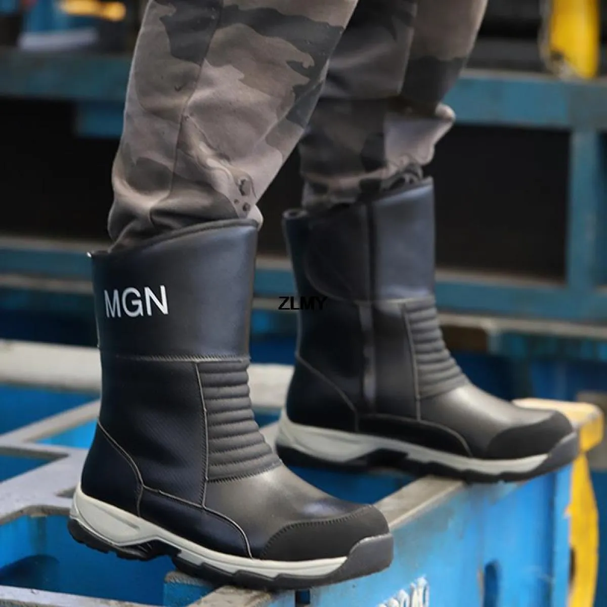 Scarpe antinfortunistiche alte da uomo Scarpe da lavoro impermeabili con punta in acciaio Stivali antinfortunistici antiforatura