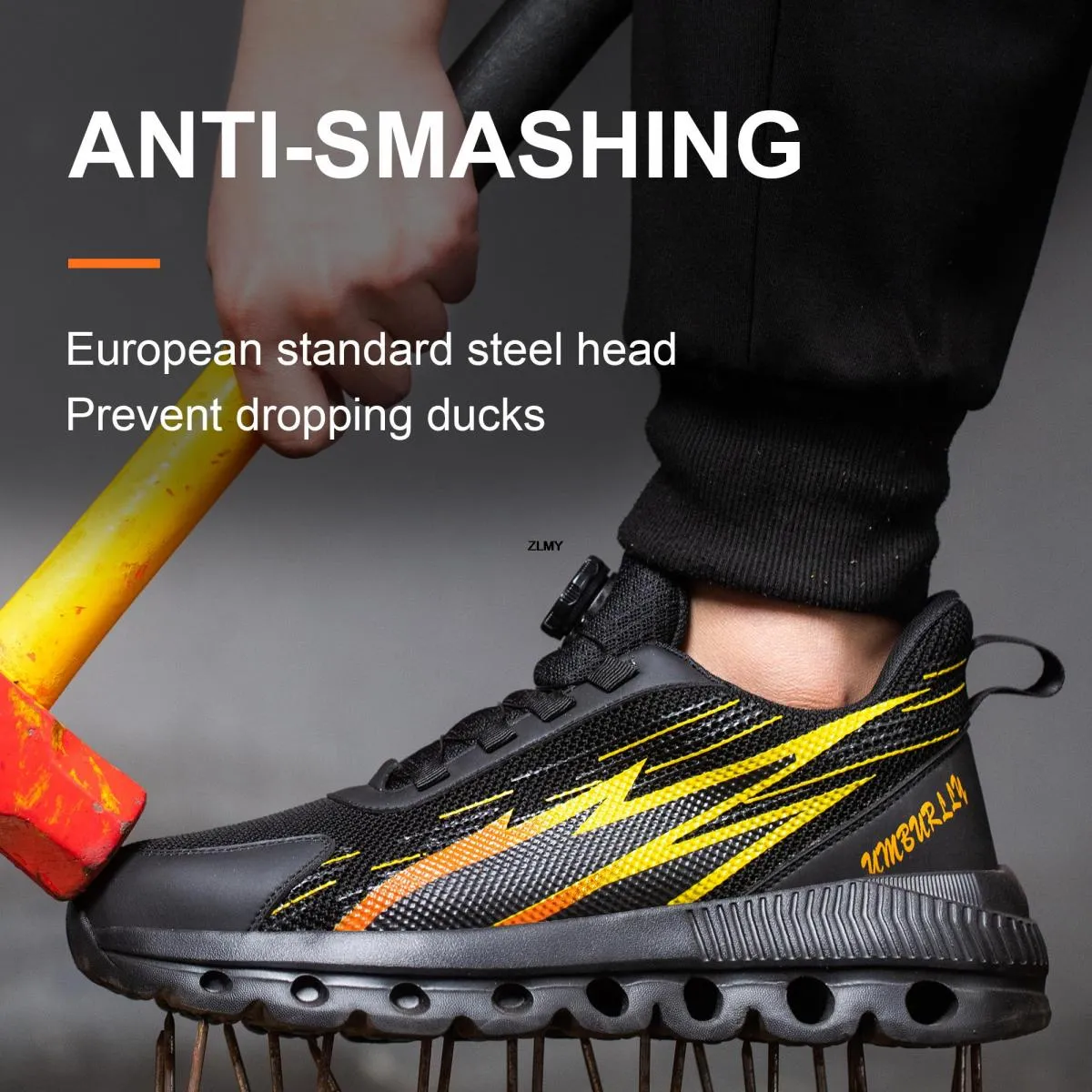 Scarpe antinfortunistiche con bottone ruotato Sneaker da uomo con punta in acciaio Scarpe da lavoro antiforatura Scarpe da lavor