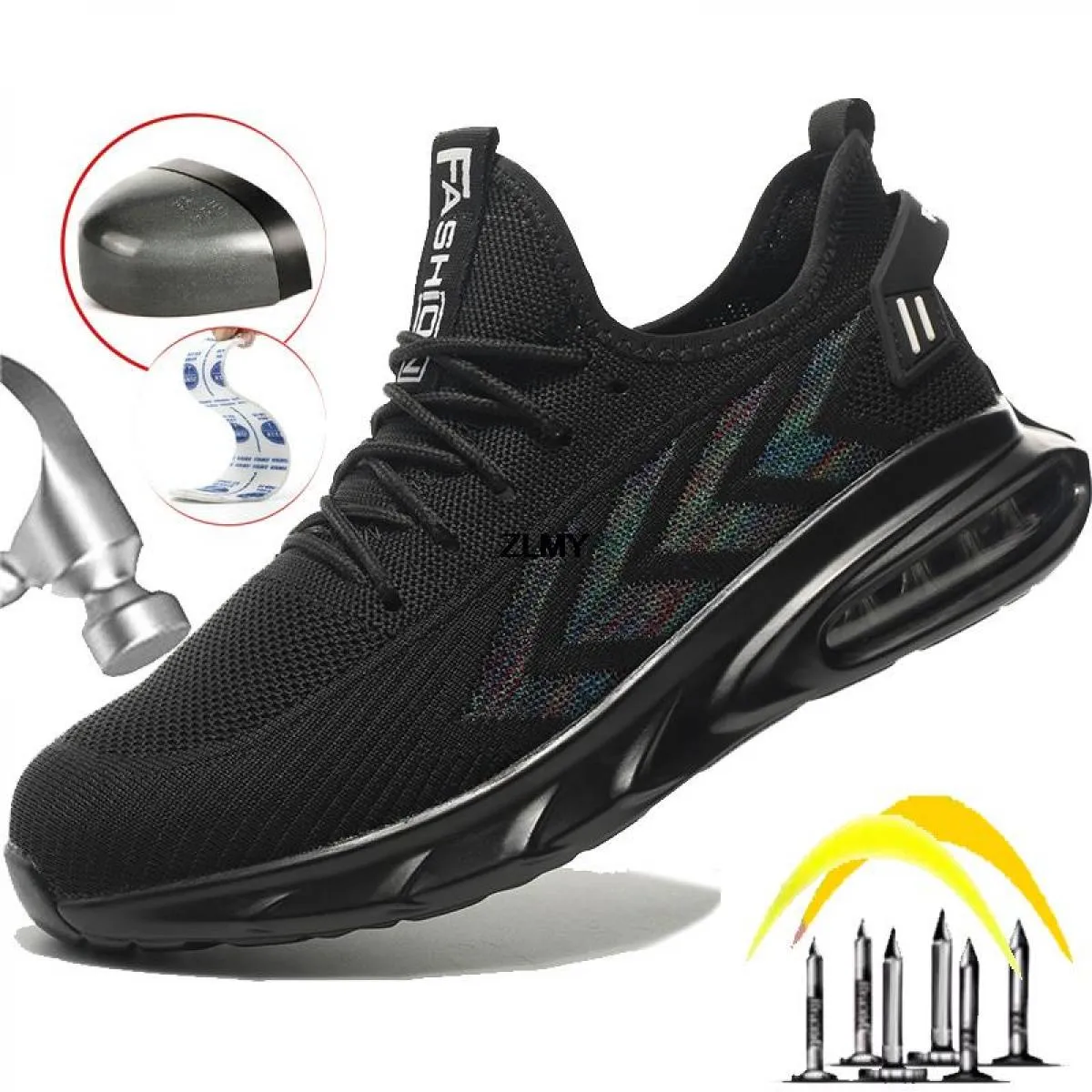 Scarpe antinfortunistiche con cuscino d'aria per uomo Sneaker con punta in acciaio Scarpe da lavoro antiforatura anti-sfondament