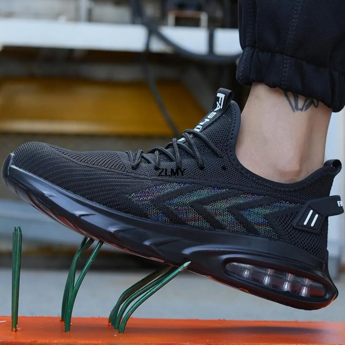 Scarpe antinfortunistiche con cuscino d'aria per uomo Sneaker con punta in acciaio Scarpe da lavoro antiforatura anti-sfondament