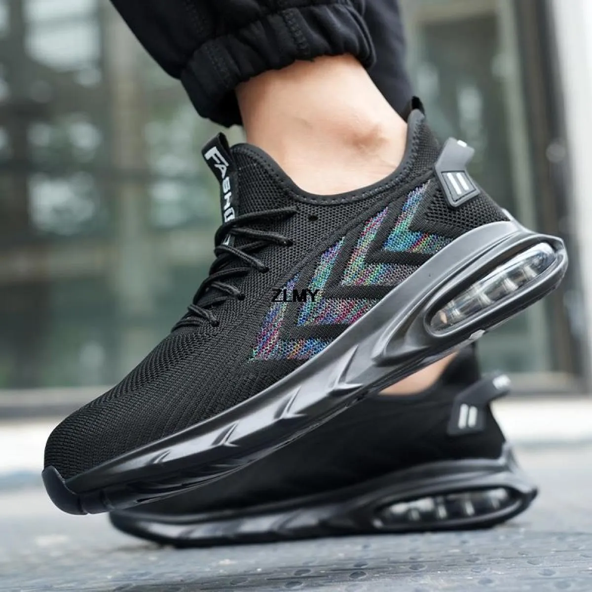 Scarpe antinfortunistiche con cuscino d'aria per uomo Sneaker con punta in acciaio Scarpe da lavoro antiforatura anti-sfondament