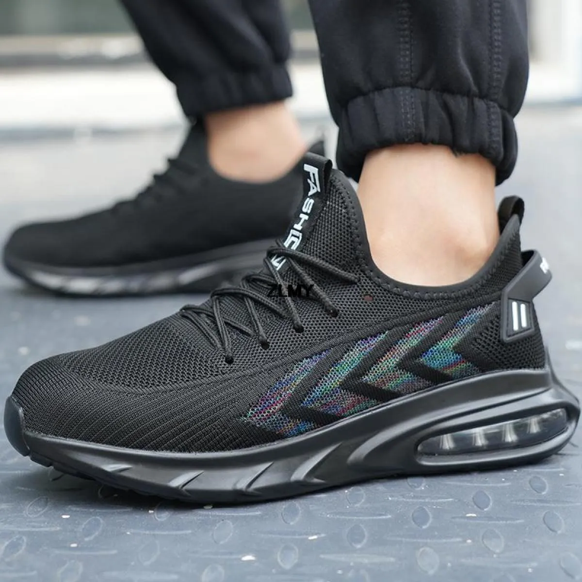 Scarpe antinfortunistiche con cuscino d'aria per uomo Sneaker con punta in acciaio Scarpe da lavoro antiforatura anti-sfondament
